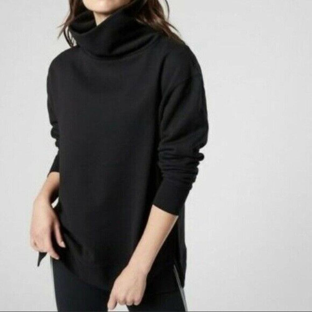 Athleta 24/7 Funnel Neck Pullover Long Sleeve Thick Sweatshirt Black Womens XXS - Picture 11 of 12